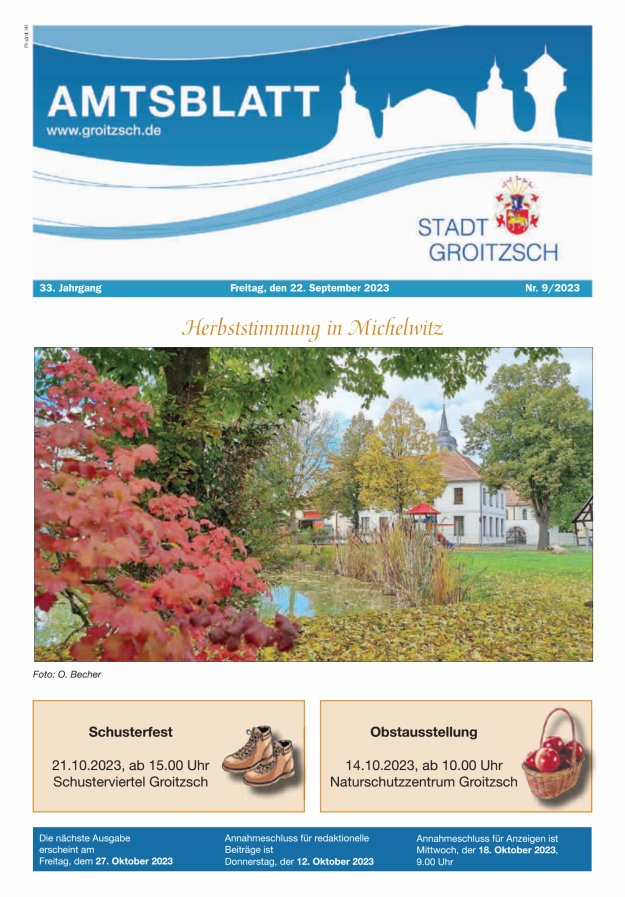 Amtsblatt Stadt Groitzsch Titelblatt 09/2023