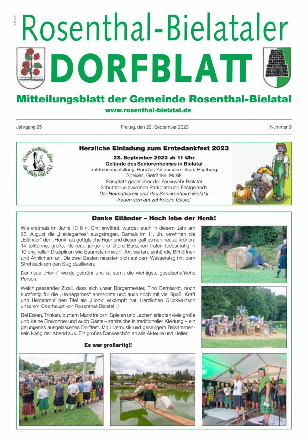 Rosenthal-Bielataler Dorfblatt Titelblatt 09/2023