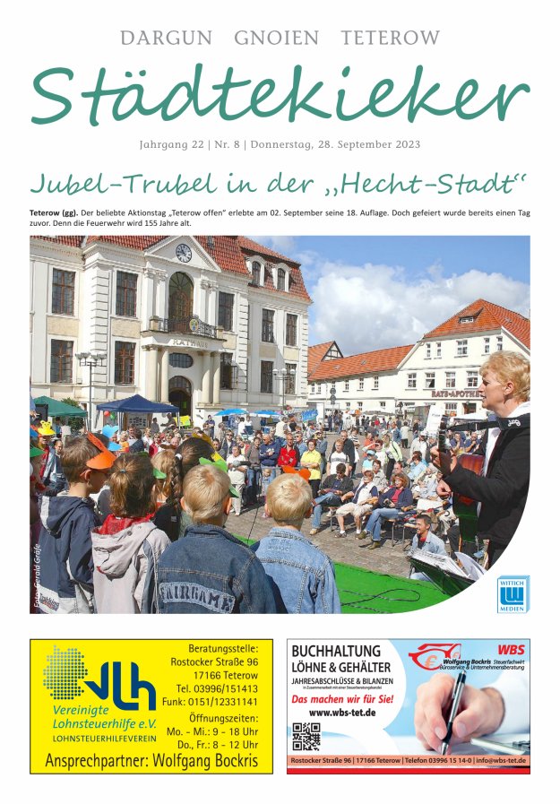 Städte Kieker Gnoien Dargun Teterow Titelblatt 08/2023