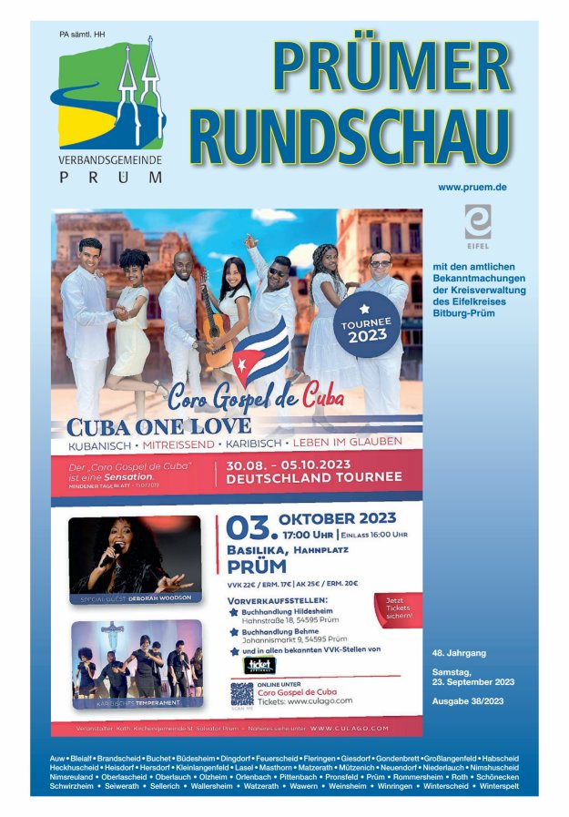 Prümer Rundschau Titelblatt 38/2023