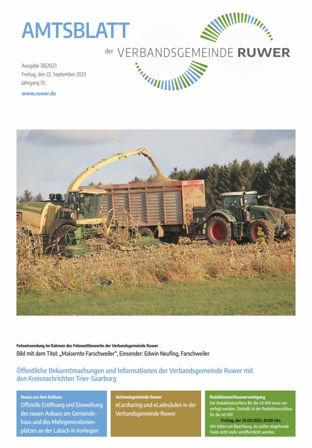 Amtsblatt VG Ruwer Titelblatt 38/2023