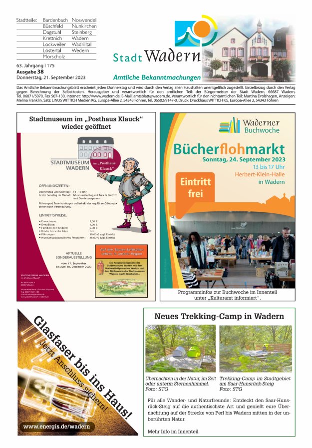 Stadt Wadern Titelblatt 38/2023