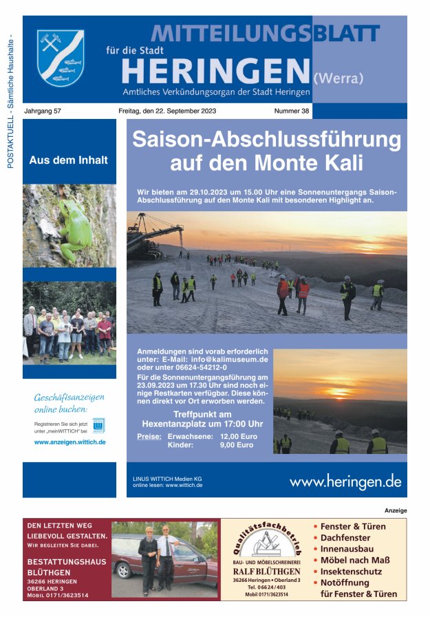 Mitteilungsblatt Heringen Titelblatt 38/2023