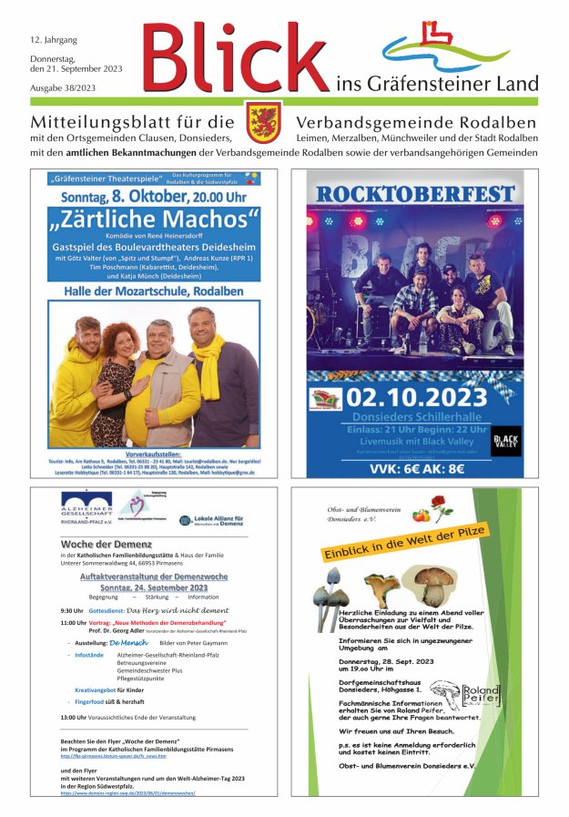Blick ins Gräfensteiner Land VG Rodalben Titelblatt 38/2023