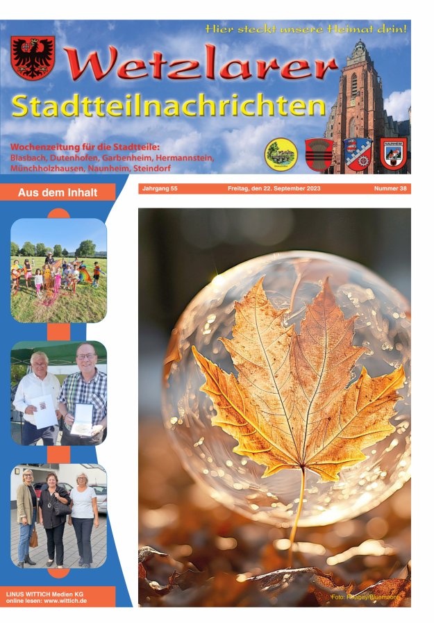 Wetzlarer Stadtteilnachrichten Titelblatt 38/2023