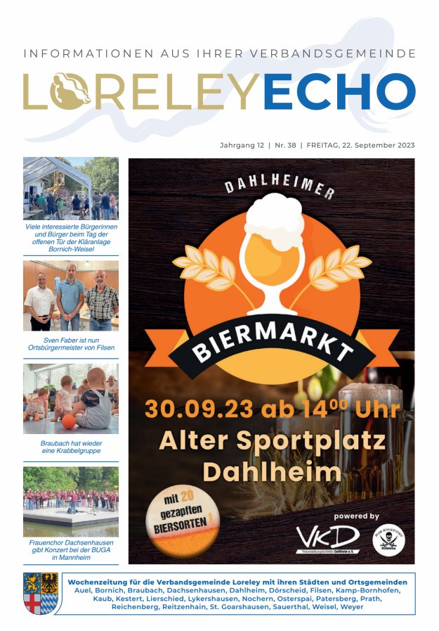 Loreley-Echo - Mitteilungsblatt der Verbandsgemeinde Loreley Titelblatt 38/2023