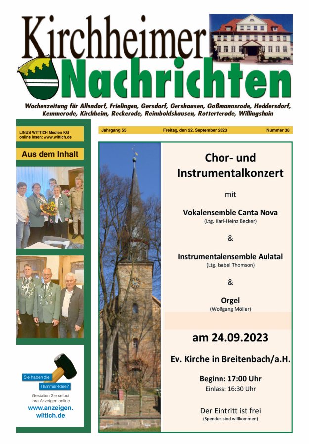 Kirchheimer Nachrichten Titelblatt 38/2023