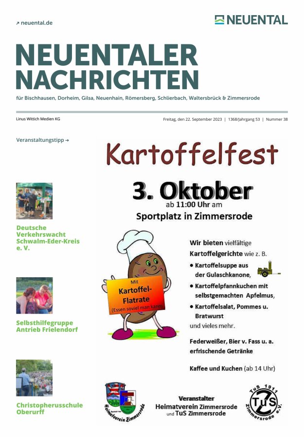 Neuentaler Nachrichten Titelblatt 38/2023