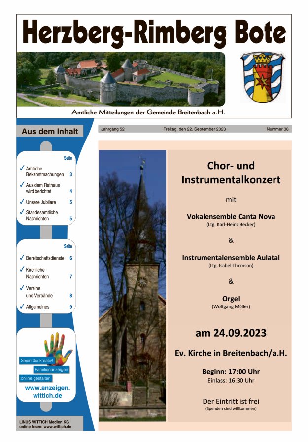 Herzberg-Rimberg Bote Titelblatt 38/2023