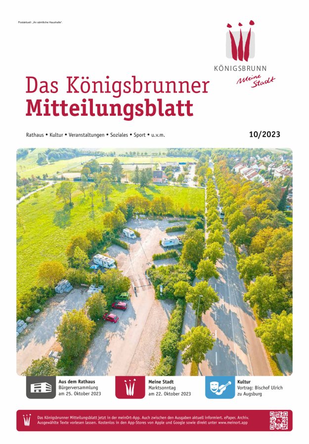 Königsbrunner Mitteilungsblatt Titelblatt 10/2023