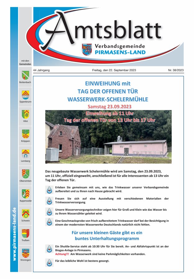 Amtsblatt VG Pirmasens-Land Titelblatt 38/2023