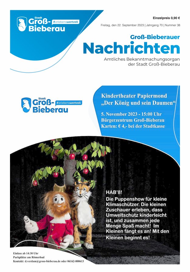 Groß-Bieberauer Nachrichten Titelblatt 38/2023