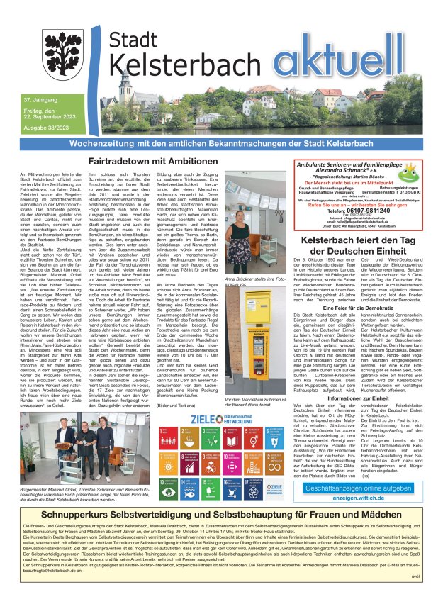 Kelsterbach aktuell Titelblatt 38/2023
