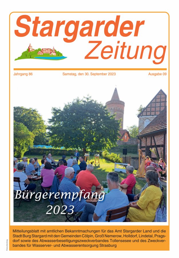 Stargarder Zeitung Titelblatt 09/2023