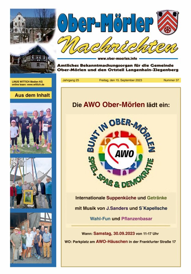 Ober-Mörler Nachrichten Titelblatt 37/2023