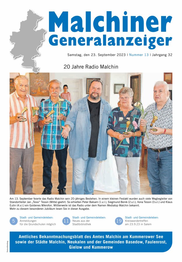 Malchiner Generalanzeiger Titelblatt 13/2023