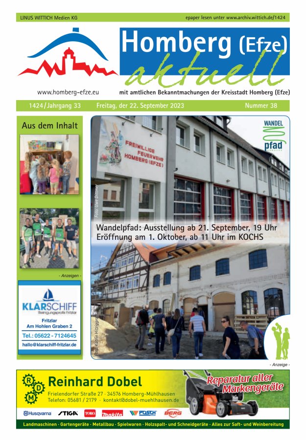 Homberg Efze aktuell Titelblatt 38/2023