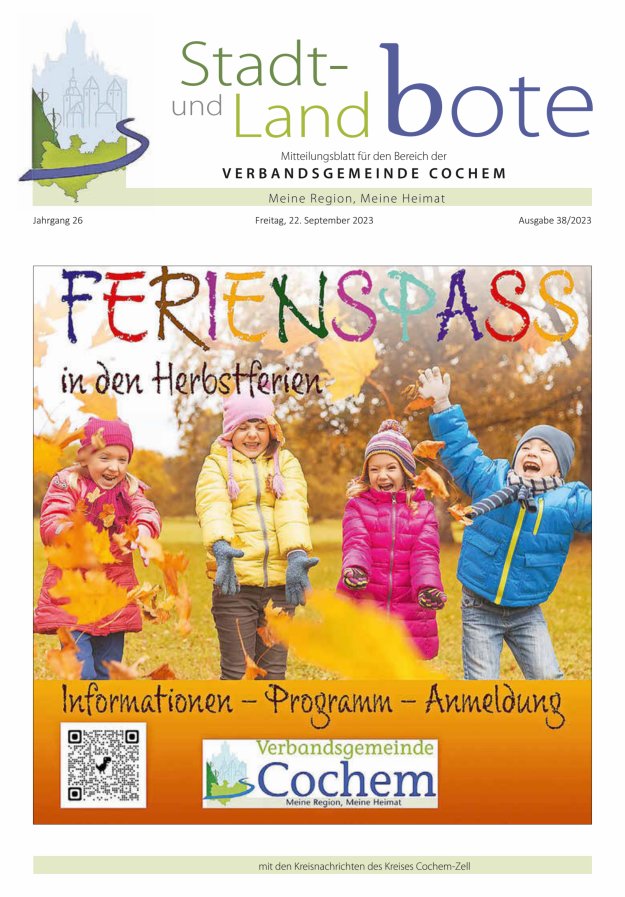 Stadt- und Landbote VG Cochem Titelblatt 38/2023