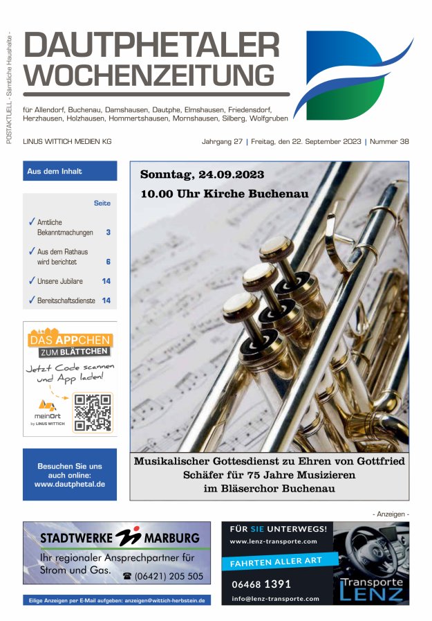 Dautphetaler Wochenzeitung Titelblatt 38/2023
