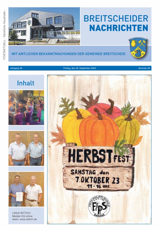 Breitscheider Nachrichten Titelblatt 39/2023