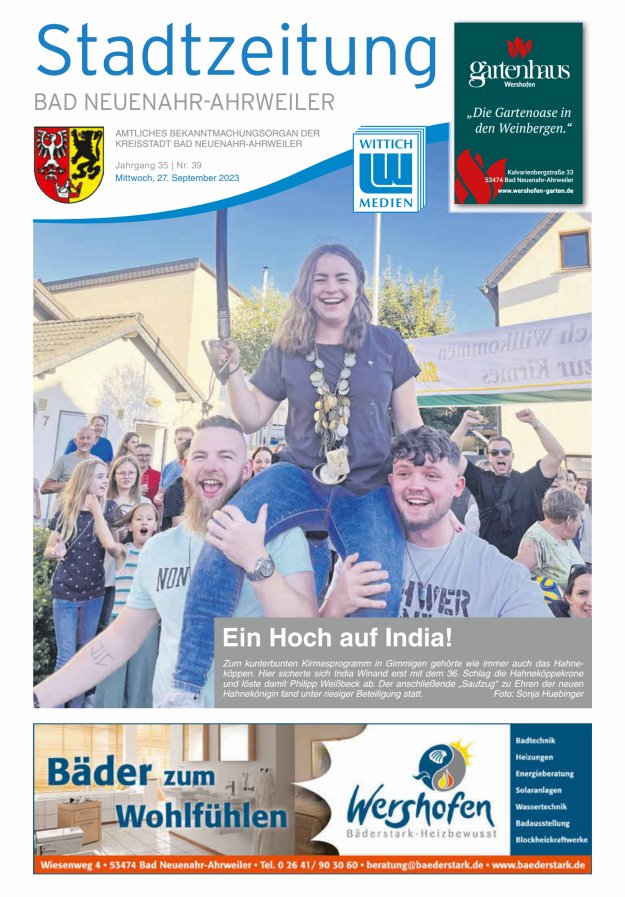 Stadtzeitung Bad Neuenahr-Ahrweiler Titelblatt 39/2023