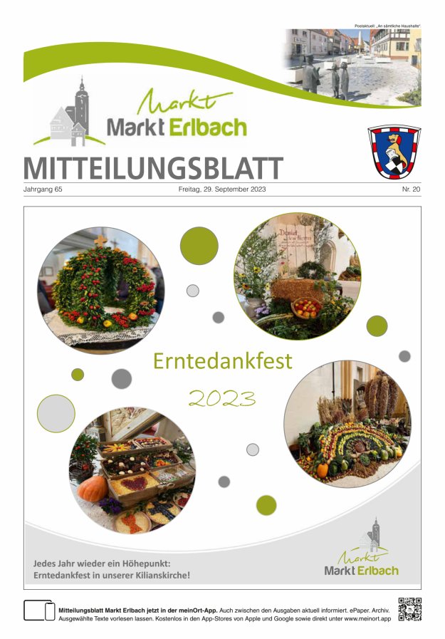 Mitteilungsblatt Markt Erlbach Titelblatt 20/2023