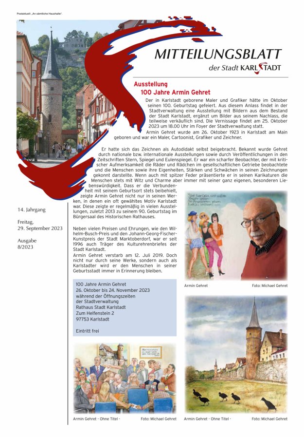 Mitteilungsblatt Karlstadt Titelblatt 08/2023