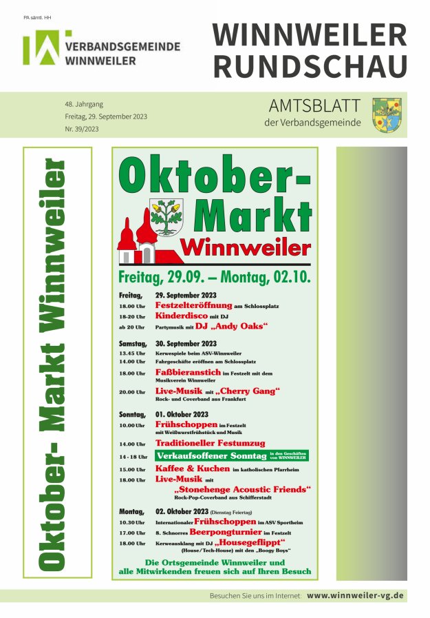 Winnweiler Rundschau Titelblatt 39/2023