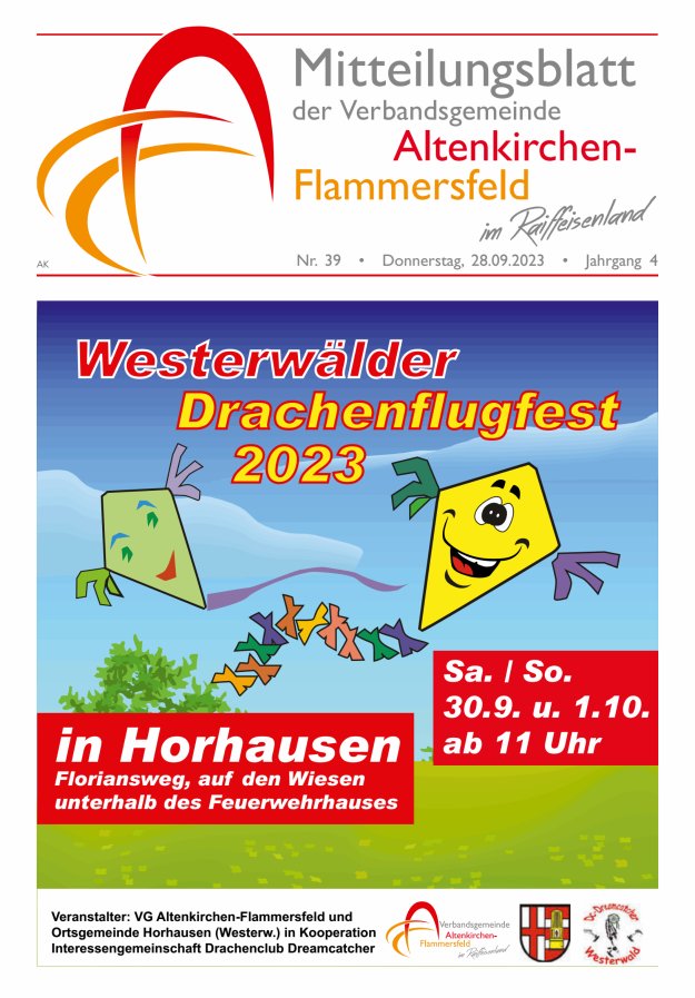 Mitteilungsblatt Verbandsgemeinde Altenkirchen-Flammersfeld Titelblatt 39/2023