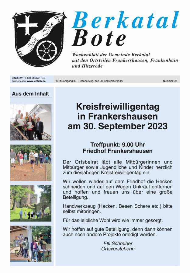 Berkatal Bote Titelblatt 39/2023