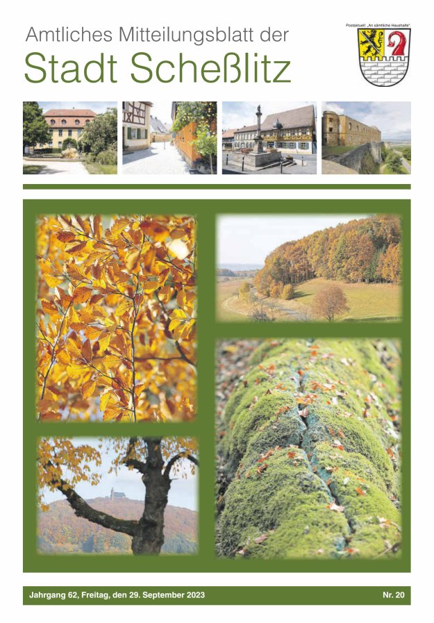 Scheßlitzer Anzeiger - Amtliches Mitteilungsblatt der Stadt Scheßlitz Titelblatt 20/2023