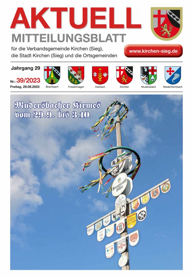 Aktuell - Mitteilungsblatt für die VG Kirchen (Sieg) Titelblatt 39/2023