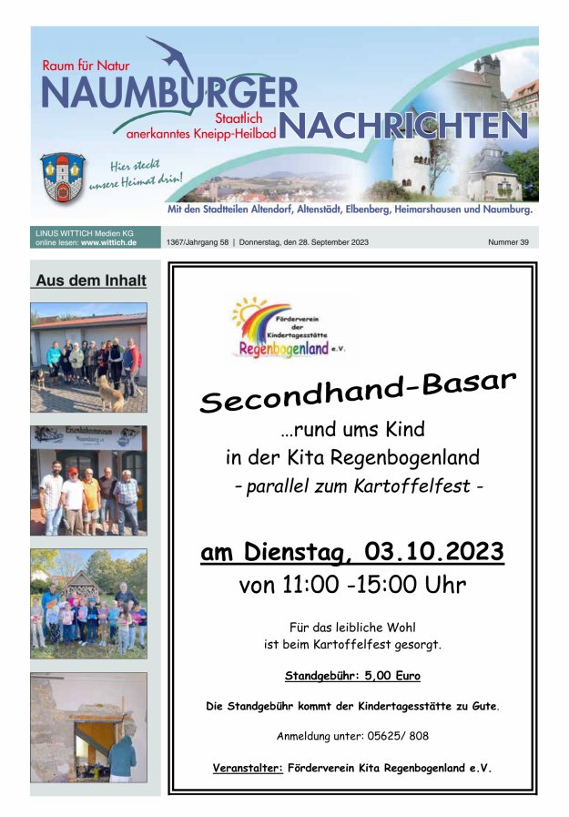 Naumburger Nachrichten Titelblatt 39/2023