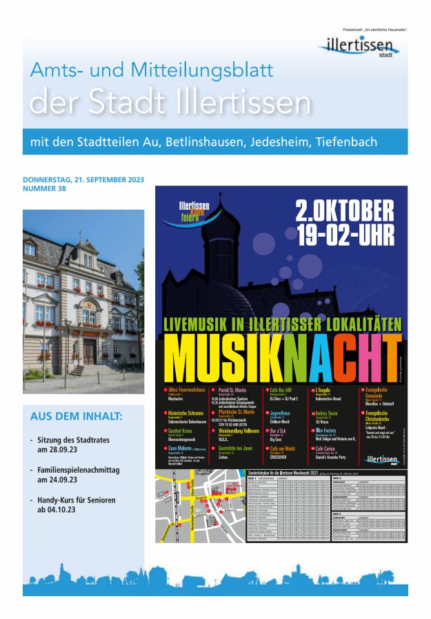 Amts- und Mitteilungsblatt Stadt Illertissen Titelblatt 38/2023