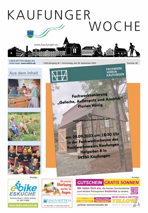 Kaufunger Woche Titelblatt 39/2023