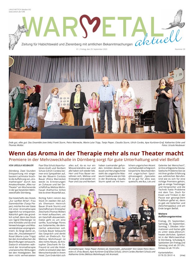 Warmetal aktuell (Habichtswald + Zierenberg) Titelblatt 39/2023