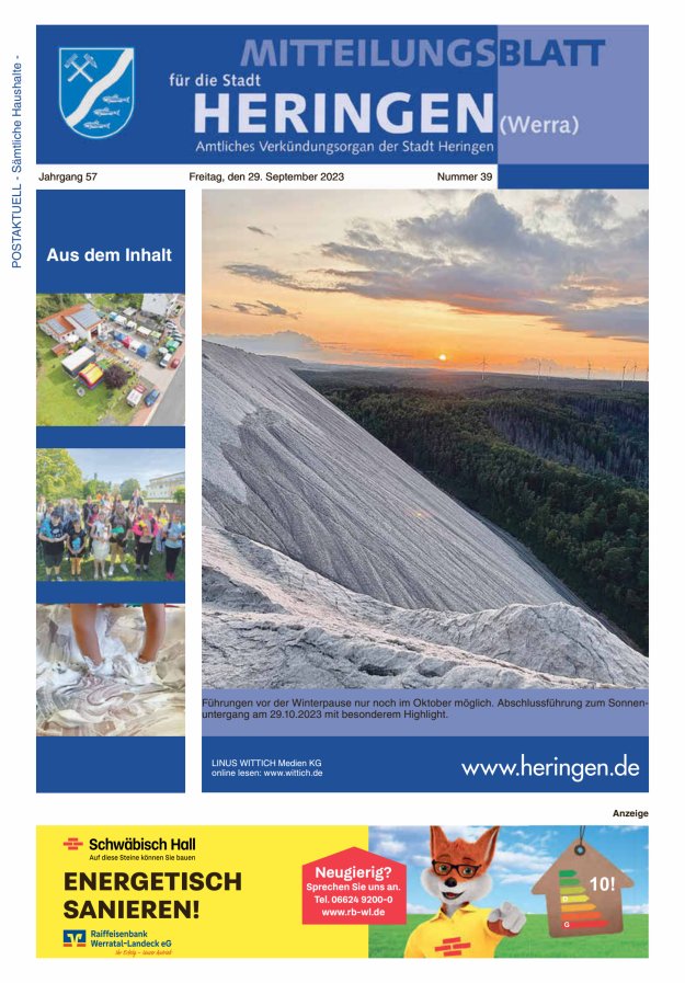 Mitteilungsblatt Heringen Titelblatt 39/2023