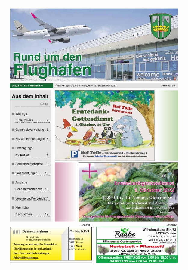 Calden aktuell Titelblatt 39/2023