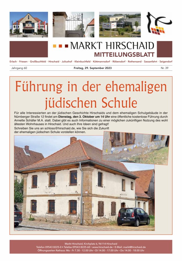 Mitteilungsblatt Markt Hirschaid Titelblatt 39/2023