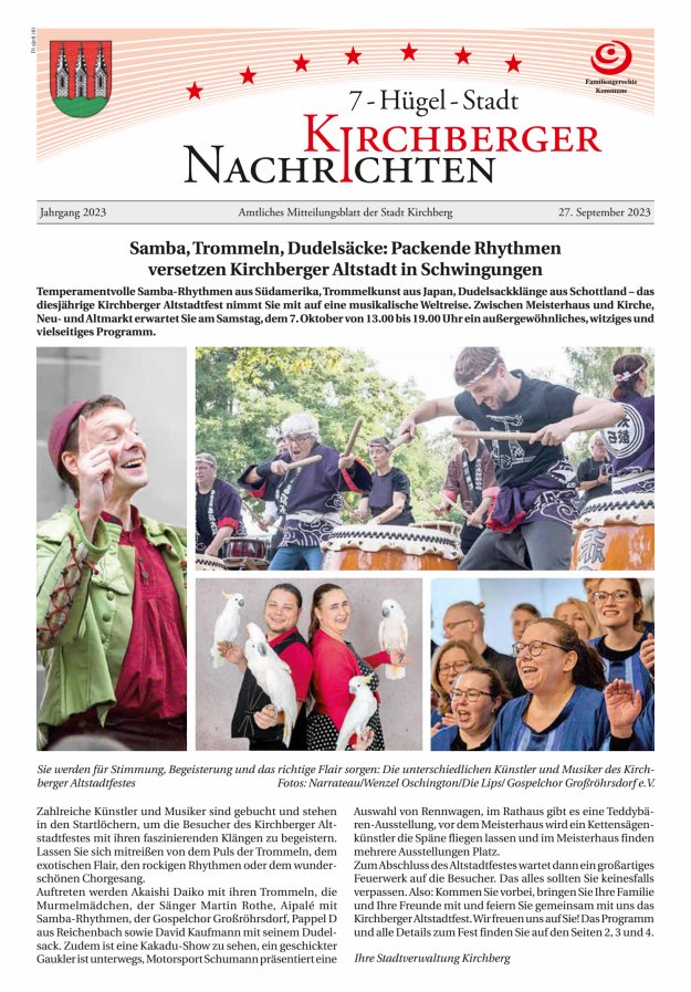 Kirchberger Nachrichten Titelblatt 09/2023
