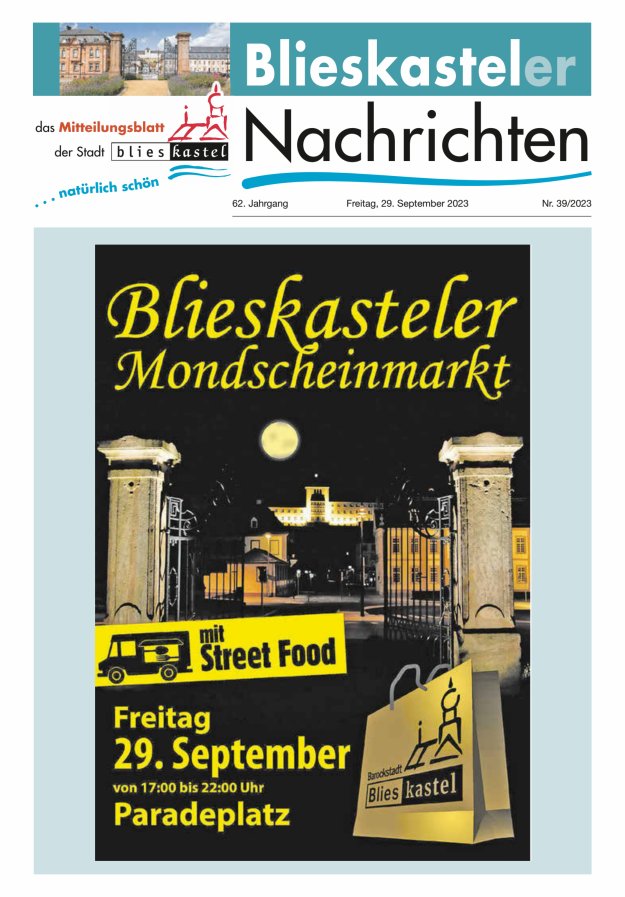 Blieskasteler Nachrichten  Titelblatt 39/2023