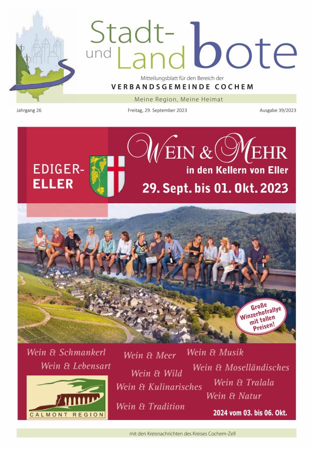 Stadt- und Landbote VG Cochem Titelblatt 39/2023
