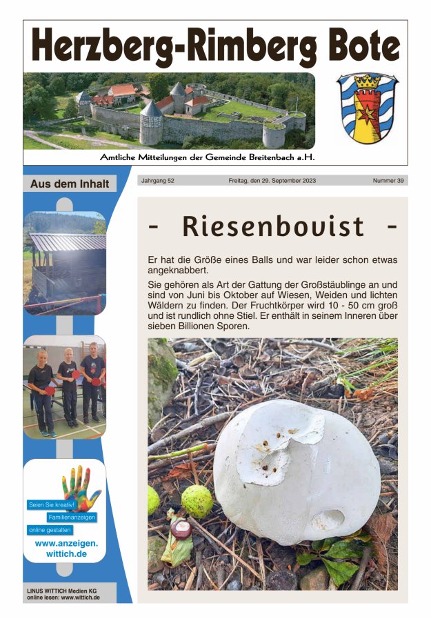 Herzberg-Rimberg Bote Titelblatt 39/2023