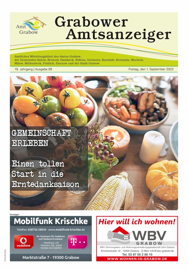 Grabower Amtsanzeiger Titelblatt 09/2023