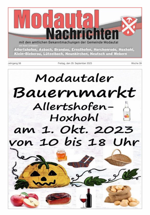 Modautal-Nachrichten Titelblatt 39/2023