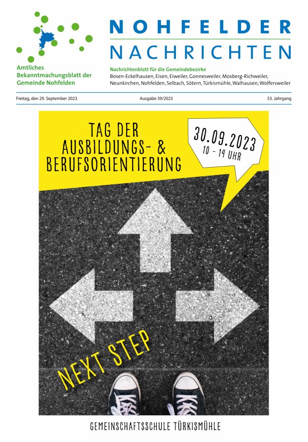 Nohfelder Nachrichten Titelblatt 39/2023