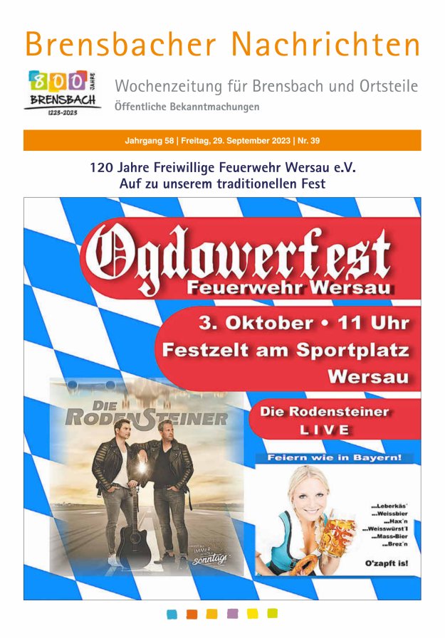 Brensbacher Nachrichten Titelblatt 39/2023