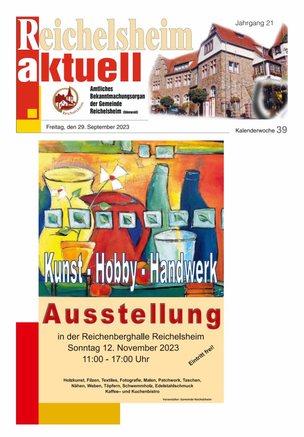 Reichelsheim aktuell - Amtsblatt der Gemeinde Reichelsheim(Odenwald) Titelblatt 39/2023