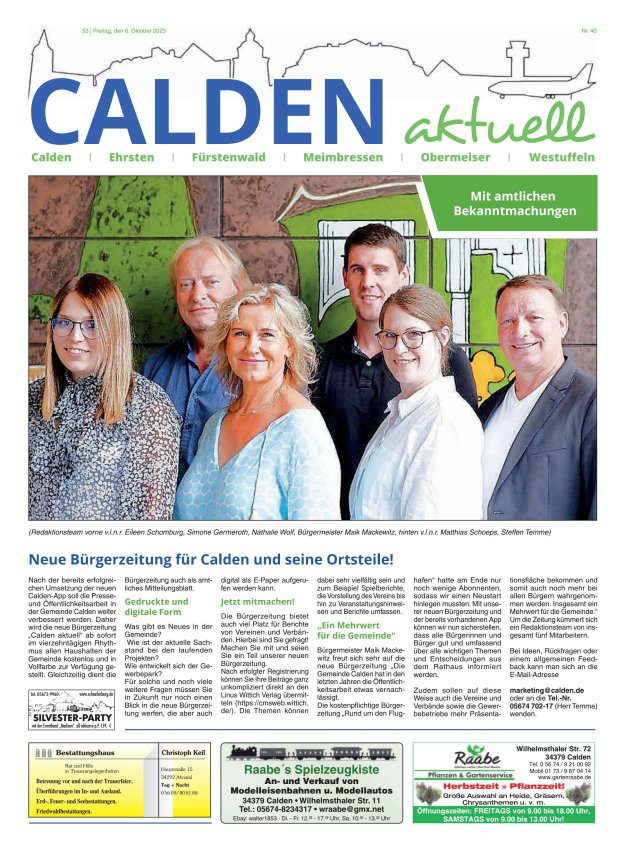 Calden aktuell Titelblatt 40/2023