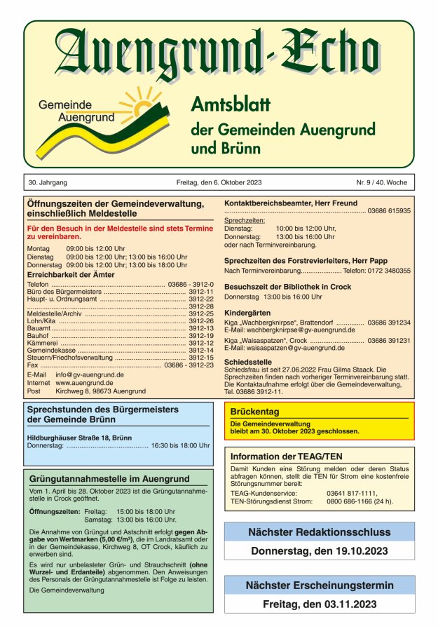 Auengrund-Echo Titelblatt 09/2023